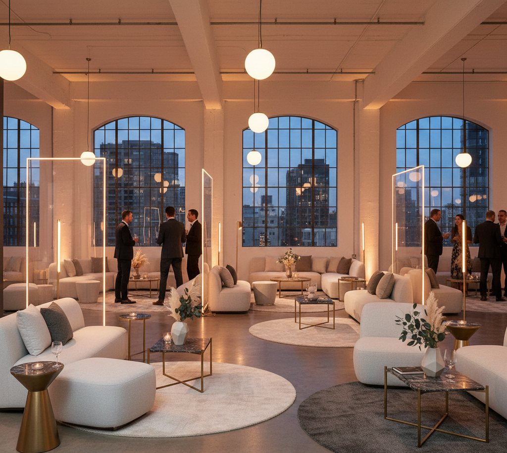 Modern event furniture arrangement